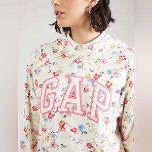 Gap Heritage Logo Spellout Pullover Hoodie Ditsy Floral Print Cottagecore NEW XL